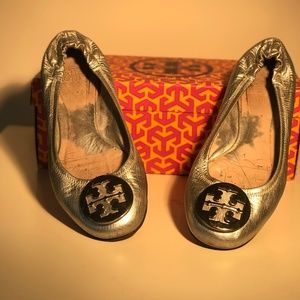 Silver Ballet Flats